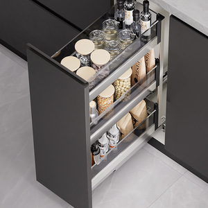 Unihopper Spice <b>Basket</b> <b>Pull</b> <b>Out</b> Drawer Three Layer Glass Storage Cabinet Organizer Minimalist <b>Kitchen</b> Cabinet Insert - Product Image 1