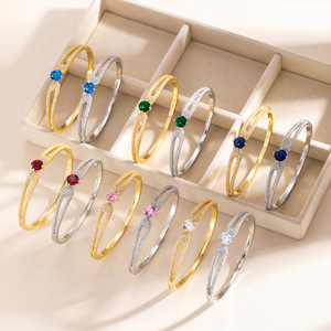 Crown Shape Fashion Tennis <b>Bracelet</b> With Blue Stone And Diamonds For Women Party Jewelry <b>Copper</b> Alloy Plating - Product Image 4