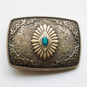 Hebilla de Cinturón Estilo Vaquero Occidental Vintage, Hebilla de Cinturón de Aleación de Zinc con Grabado de Flor Turquesa <span class=keywords><strong>para</strong></span> Hombres y Mujeres, Accesorios de Cinturón Estilo Indio - Product Image 2