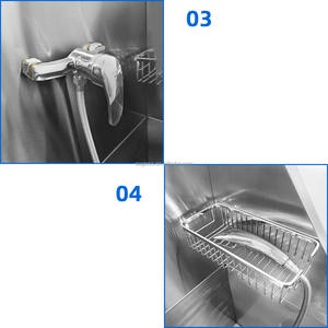 Station de lavage pour chien Baignoire de toilettage professionnelle en acier inoxydable avec pommeau de douche Panneaux antidérapants - Product Image 5