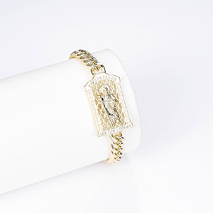 Joyería De Moda CM Al Por Mayor Pulsera De Latón Chapada En <span class=keywords><strong>Oro</strong></span> De <span class=keywords><strong>14K</strong></span> Religiosa De San Judas <span class=keywords><strong>Esclava</strong></span> Cadena Marruecos <span class=keywords><strong>Oro</strong></span> Laminado Para Hombre - Product Image 1