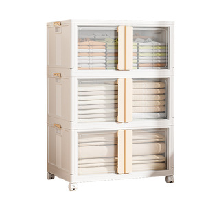 Plastic Storage Cabinet Rectangle Easy To Assemble Standing Type Clothing Organizer For Baby Kids Snacks - Product Image 5