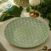 Assiette de Présentation de Luxe en Verre de 13 Pouces, Technique Émaillée Colorée, Ensemble de Vaisselle Décorative pour Dîner et Banquet, Assiette de Mariage