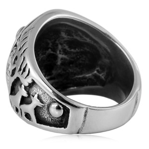 Bague pour homme en acier inoxydable Yunnique, tête de lion, or noir, design animal du zodiaque, bijoux de mode, cadeau pour toutes occasions - Product Image 3