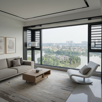Ventanas Modernas Abatibles de Aluminio con Doble Acristalamiento Templado Low-E, Insonorizadas y con Rotura de Puente Térmico para Villas y Hoteles