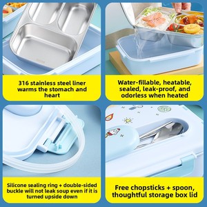 Boîte à lunch isotherme en acier inoxydable 316 <span class=keywords><strong>pour</strong></span> étudiants et employés de bureau, design compartimenté mignon, compatible micro-ondes, PP de qualité alimentaire - Product Image 4