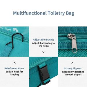 BSCI factory Hanging <b>Toiletry</b> <b>Bag</b>, Water Resistant Travel Organizer Cylinder Makeup <b>Bag</b> for <b>Men</b> & Women with Built-in Hook Blue - Product Image 2