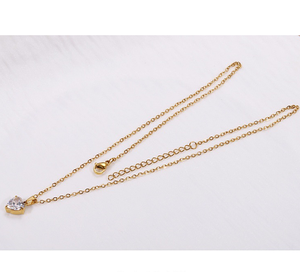 Collier ras du cou tendance en acier inoxydable plaqué or avec pendentif cœur entièrement serti <span class=keywords><strong>de</strong></span> zircons cubiques et 12 pierres <span class=keywords><strong>de</strong></span> naissance, vente en gros - Product Image 4