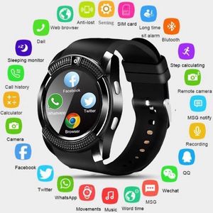 Montre intelligente étanche de sport pour hommes <span class=keywords><strong>V8</strong></span> avec carte sim et caméra android, cadran arrondi, fréquence cardiaque, moniteur d'activité physique - Product Image 2