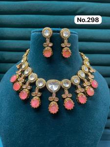 Elegant Designer Zircon Stone <b>Necklace</b> with Matching Earrings Women's <b>Statement</b> Jewelry for Party Wear and Festival Collection - Product Image 5