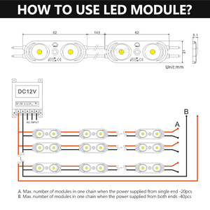 โมดูลไฟ LED สำหรับป้ายโฆษณา 2W 12V 24V แบบฉีดขึ้นรูป 2LEDs IP67 สำหรับตัวอักษรป้าย - Product Image 5