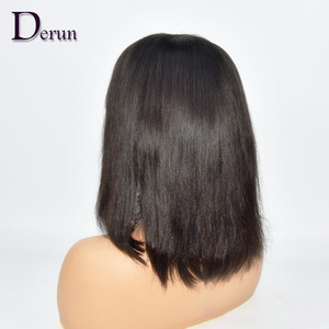 Derun HAIR FACTORY nuovo Design parrucche vergini allineate con cuticole brasiliane, parrucche con frangia frontale in pizzo corto bob - Product Image 3