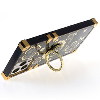 Coque de téléphone portable de luxe personnalisée en soie et diamants, antichoc en TPU+PC, avec anneau magnétique artisanal en époxy, compatible avec