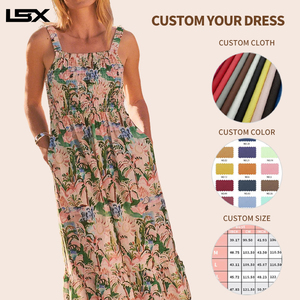 Custom Design Summer Vintage Dress Floral Print Sleeveless Women Casual Dresses Custom Wholesale Elegant Maxi Dresses - Product Image 2