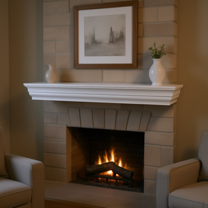 Étagère murale flottante en bois blanc de 72 pouces, style classique, pour cheminées de salon - Product Image 2