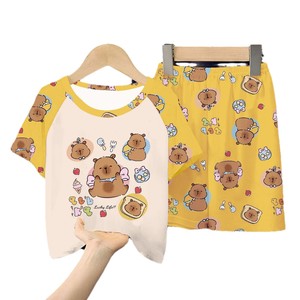 <span class=keywords><strong>Pijamas</strong></span> <span class=keywords><strong>de</strong></span> Dibujos Animados para Niños, Conjunto <span class=keywords><strong>de</strong></span> Pantalones Cortos <span class=keywords><strong>de</strong></span> Manga Corta, Poliéster Fino, Ropa <span class=keywords><strong>de</strong></span> Dormir para Niñas, Ropa <span class=keywords><strong>de</strong></span> Casa para Verano - Product Image 1