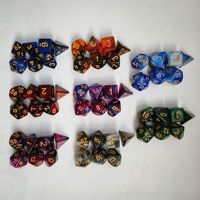Jeu de dés multicolores à deux couleurs motif ciel étoilé, sept pièces, pour jeu de société numérique et D&D, grande quantité, excellent pour l'export.