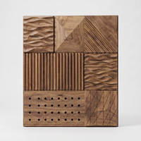Panneau mural en bois artisanal moderne, décor abstrait géométrique en relief pour salon