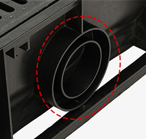 Canale di scarico in plastica a forma di U nero leggero e resistente da 1000mm con coperchio in acciaio inossidabile - Product Image 3