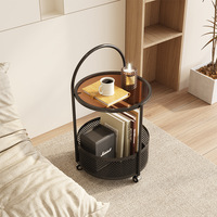 Table Basse Pliante Mobile de Luxe Nordique Moderne en Acier avec Plateau en Verre pour Salon, Balcon et Chambre à Coucher