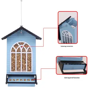 Mangiatoia per Uccelli Selvatici da Giardino Esterno, Intelligente, con Molla, Anti-Scoiattolo, in Metallo e Plastica, Personalizzabile, Modello A8707 - Product Image 3