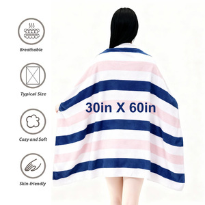 Serviettes <span class=keywords><strong>de</strong></span> <span class=keywords><strong>plage</strong></span> en microfibre à séchage rapide, sans <span class=keywords><strong>sable</strong></span>, à rayures, personnalisées en gros, pour l'été, style tropical pour adultes - Product Image 1