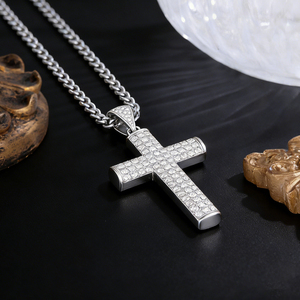 Christian <b>Cross</b> Pendant Necklace For Men 18K Gold Plated Stainless Steel Iced Out CZ Crucifix Rope Link <b>Chain</b> Hip Hop Jewelry - Product Image 5