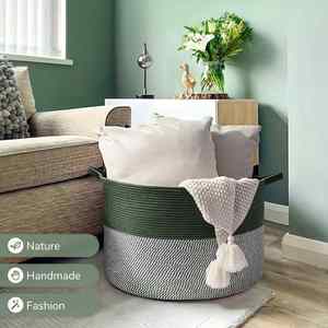 Large Laundry <b>Basket</b> Nursery Hamper 90L Cotton Rope <b>Woven</b> <b>Basket</b> for Blankets Toys Clothes - Product Image 6