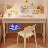 Escritorio Blanco Rectangular para Dormitorio de Niñas, Mesa Simple para Habitación de Alquiler, Mesa de Computadora, Mesa de Estudio, Escritorio para Computadora