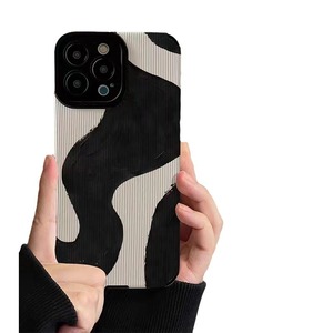 Onda concisa nero bianco stampa morbida TPU pelle artificiale custodia per telefono cellulare per <span class=keywords><strong>Iphone</strong></span> <span class=keywords><strong>X</strong></span> Xr Xs 11 12 13 14 15 16 17 Pro Max - Product Image 6
