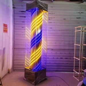 ป้ายไฟร้านตัดผมแบบหมุนได้ ไฟ LED สำหรับภายนอกอาคาร สว่างมาก กันน้ำ ป้ายร้านทำผม กล่องไฟกระจกหลากสี - Product Image 3