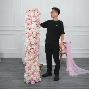 ชุดดอกกุหลาบประดิษฐ์สีชมพูสำหรับตกแต่งพื้นหลังงานแต่งงานในขั้นตอนการนำเสนอ - Product Image 1