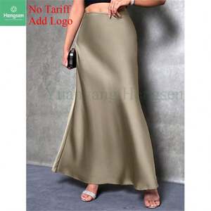 Jupe longue en satin pour femmes, taille haute, solide, sur mesure, robe portefeuille élégante en soie pour femmes - Product Image 6