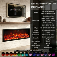 Cheminée électrique encastrée murale certifiée CE de 1200 mm, avec LED intelligentes 13 couleurs, insert chauffant, OEM, décoration de luxe pour la maison