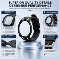 Nouveau bracelet de poignet en silicone avec boîtier en biocéramique intégré personnalisé, compatible avec le bracelet AP X Swatch, bracelet AP Royal Pop