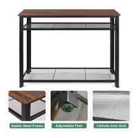 Table console moderne convertible en bois et fer forgé avec rangement pour salon et salle à manger
