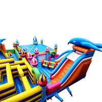 Parcours d'obstacles gonflable géant JIALE pour enfants, en PVC, dimensions 12m*12m*5m, utilisation intérieure/extérieure, logo et couleur personnalisés imprimés