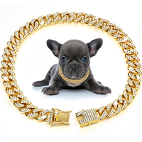 Collar y Correa para Perro de Acero Inoxidable 316L Chapado en Oro, Diseño Grueso Cubano, Estilo Clásico Occidental