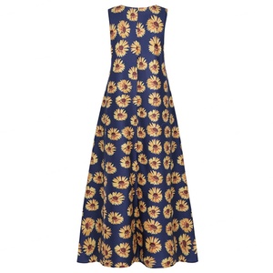 Vestidos Largos sin Mangas con Estampado Floral de Crisantemo Grande, Ropa de Mujer de Alta Calidad Personalizada al por Mayor, Moda Nueva - Product Image 4