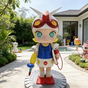 Sculpture de fille de dessin animé 3D en résine personnalisée avec casque et <span class=keywords><strong>pistolet</strong></span> à eau pour cadeau d'entreprise, centre commercial et exposition IP - Product Image 2