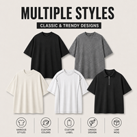 T-shirt unisexe tendance, marque tendance, ample, 100% coton, manches courtes, rétro américain, élastique, uni, tricoté, homme femme