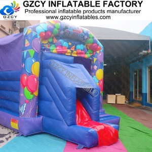 Château gonflable commercial avec toboggan, en PVC, sur le thème des anniversaires, pour fêtes - Product Image 2