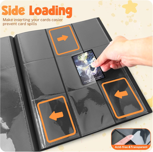 <span class=keywords><strong>Classeur</strong></span> de cartes à collectionner à 9 pochettes, grande capacité (360 cartes), pages intérieures fixes, design texture rétro, pour cartes Pokémon - Product Image 4