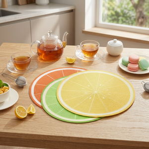 Tapis de table artisanaux écologiques et mignons en PP, colorés, à thème fruité, de 38 cm de diamètre et 2 mm d'épaisseur, pour la maison, les mariages, les fêtes et les anniversaires - Product Image 3