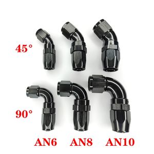 AN4 AN6 AN8 AN10 AN12フルフロースイベルホースエンドアルミニウム45度ブラック<span class=keywords><strong>AN</strong></span>継手 - Product Image 1