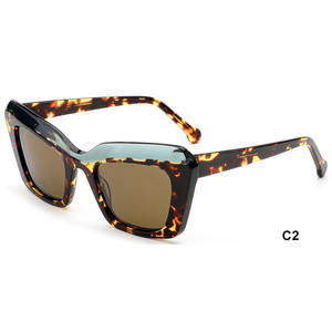 Meilleures ventes de lunettes de soleil acétate jaune demi lunettes de soleil d'été pour femmes - Product Image 3