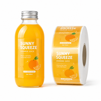 Étiquette adhésive en vinyle imprimée sur mesure, rouleau d'autocollants imperméables pour bouteilles de boissons et jus, pour boissons à l'orange