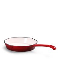 Wajan Penggorengan Besi Cor Lapisan Enamel Merah Khusus Dapur Dengan Gagang Panjang