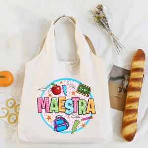 Bolsa de Lona <span class=keywords><strong>Maestra</strong></span> de Gran Capacidad con Estampados de Animales, Bolsos de Hombro Retro para Maestras de Español, Bolsa de Viaje Reutilizable - Product Image 4