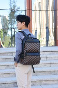 Factory <span class=keywords><strong>Outlet</strong></span> Business Affairs Gran capacidad Resistente al agua Pu Mochila de viaje Hombro Laptop Bag para hombres - Product Image 4